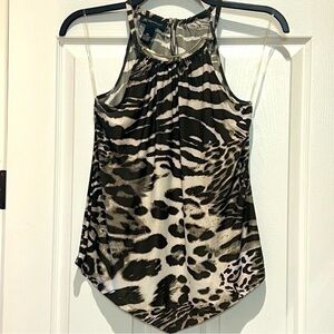 PETITE Medium Animal Print Handkerchief Hem Sleeveless Top